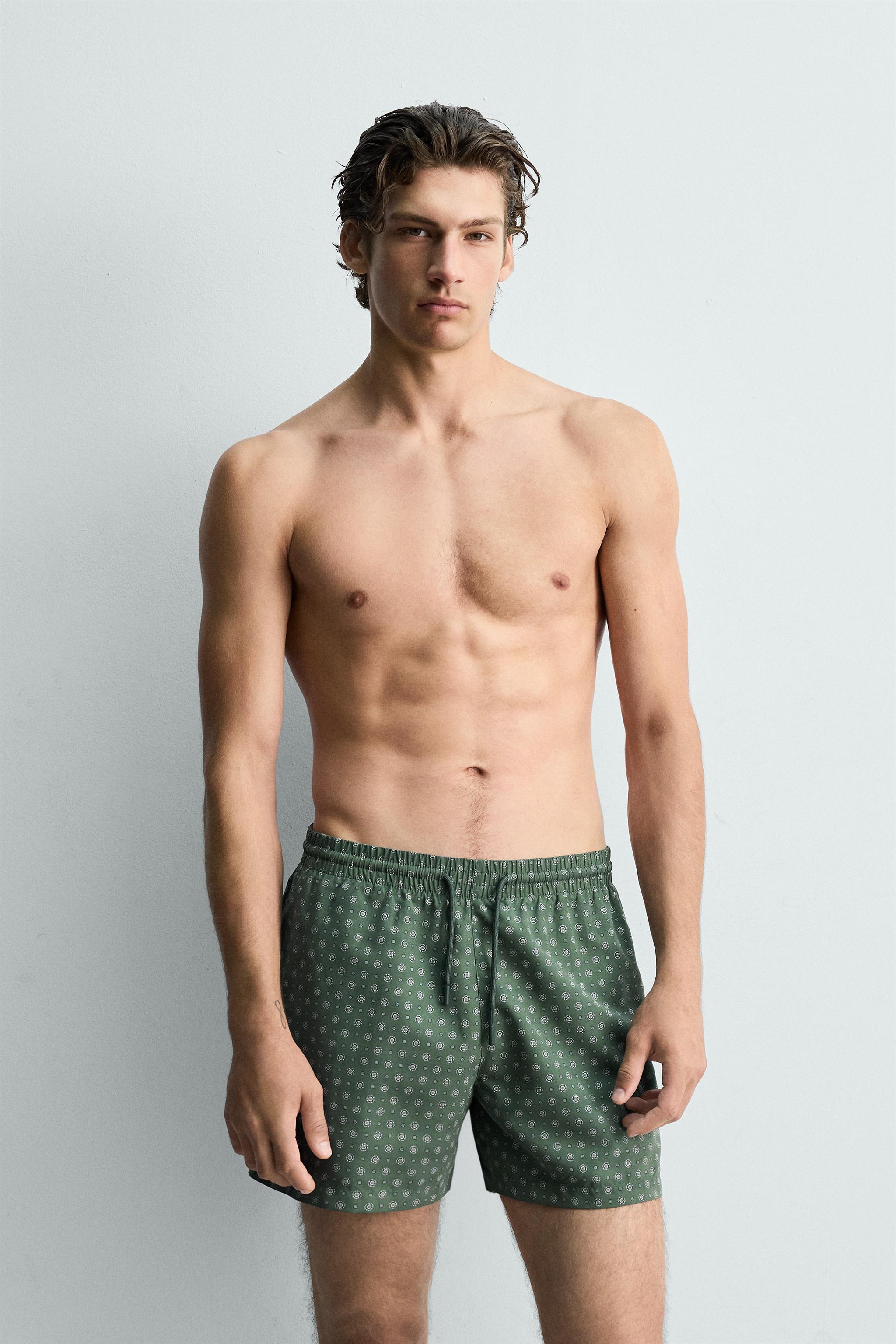 MID-LENGTH GEOMETRIC PRINT SWIMSUIT