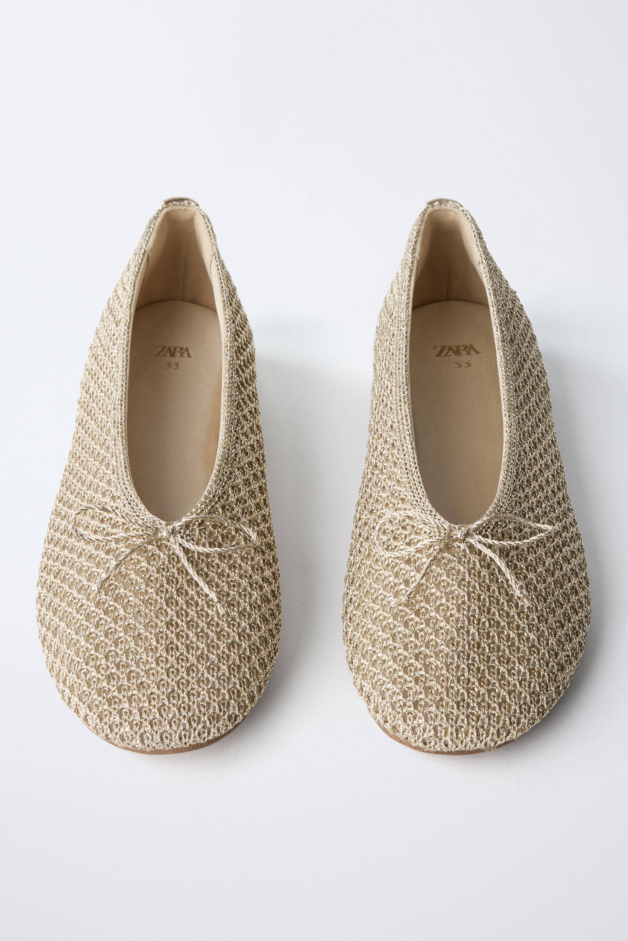 METALLIC CROCHET BALLET FLATS
