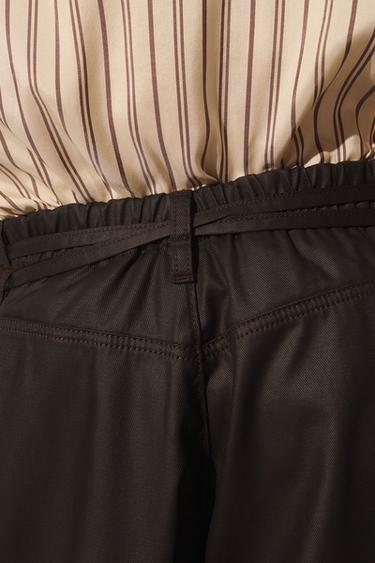 WAXED-EFFECT LYOCELL RELAXED FIT BERMUDA SHORTS - Brown by Zara - Image 3