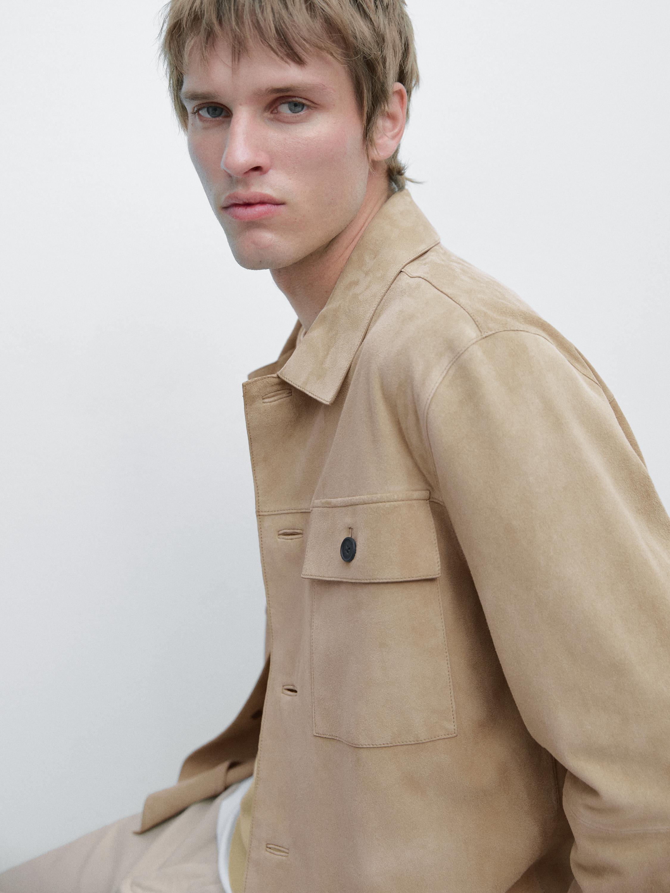 Suede leather overshirt
