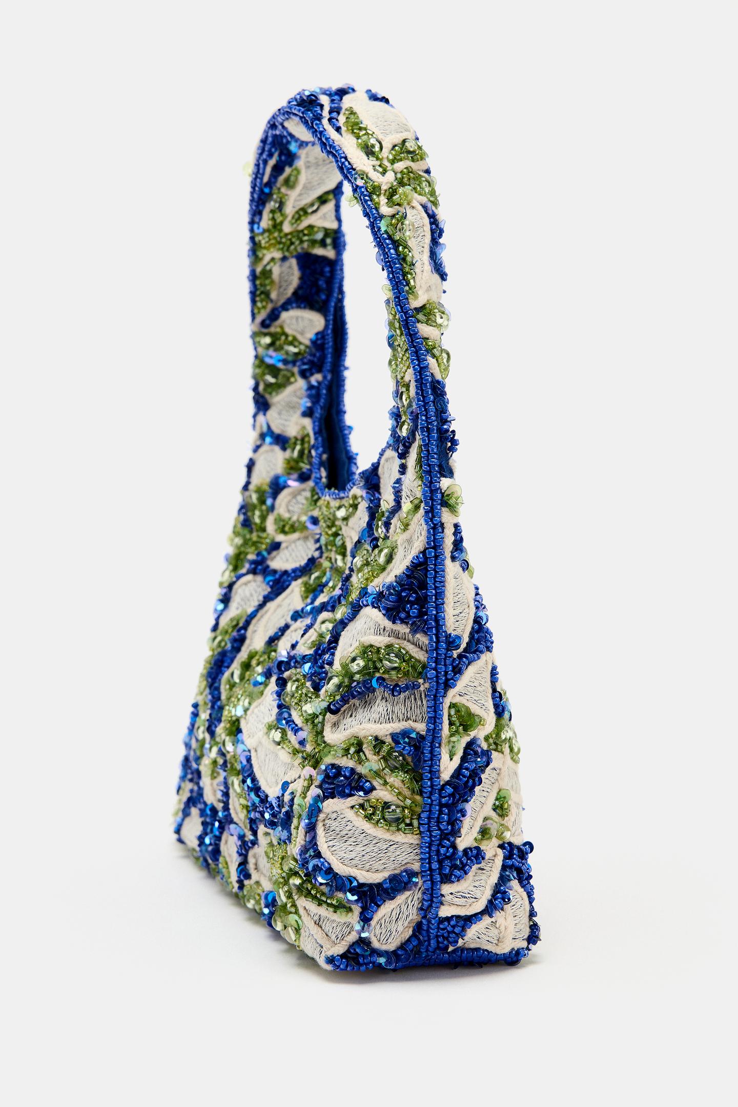 Женская сумка Zara Beaded Handbag, цвет: Синий — фото 5