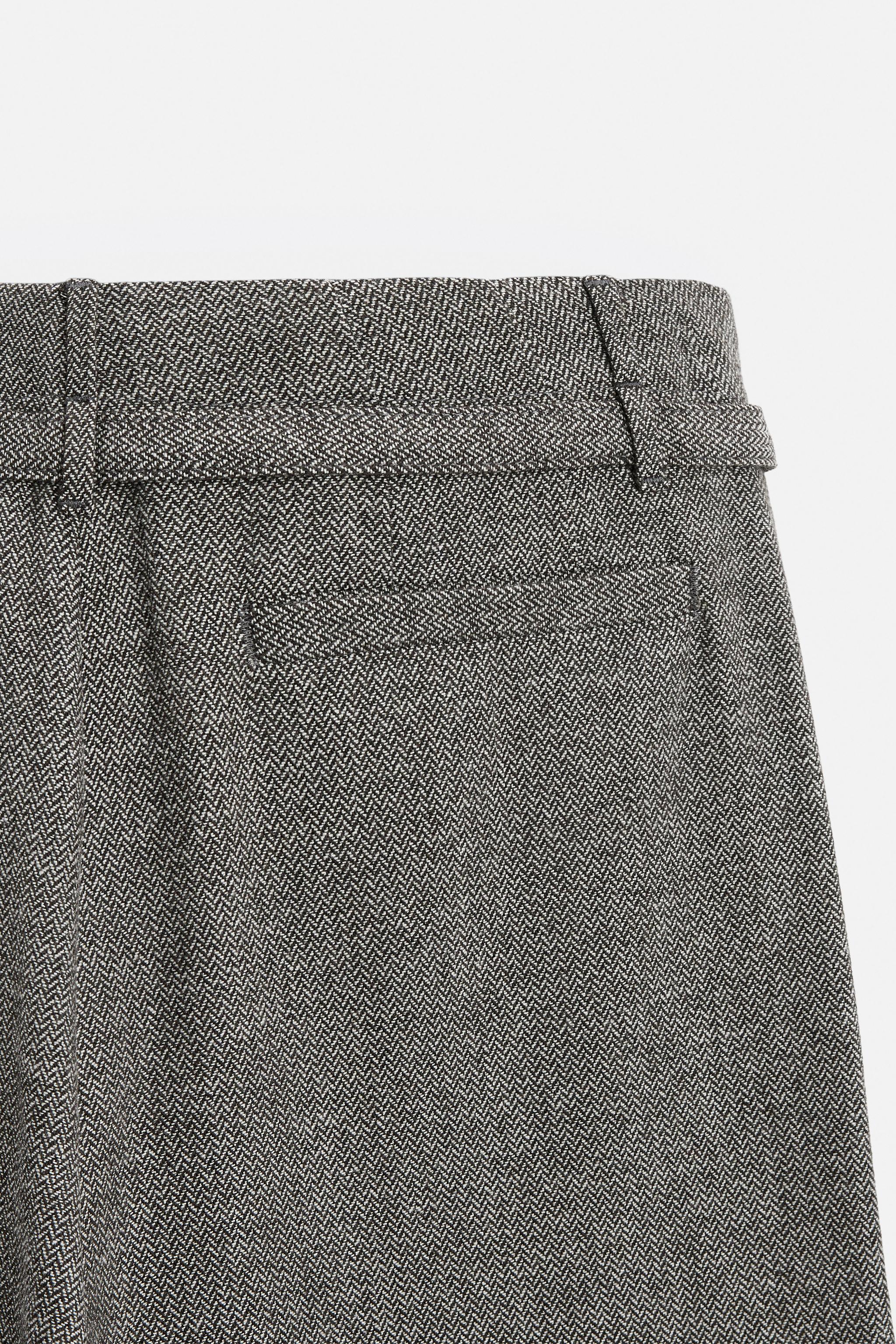 ベルト付きヘリンボーン柄パンツ - グレー | ZARA Japan / 日本