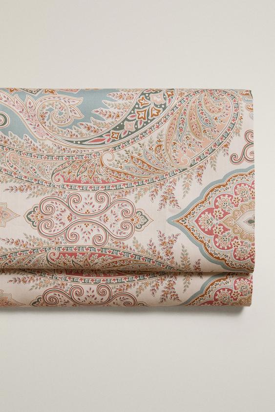 PAISLEY SATEEN FLAT SHEET - Ecru by Zara - Image 0