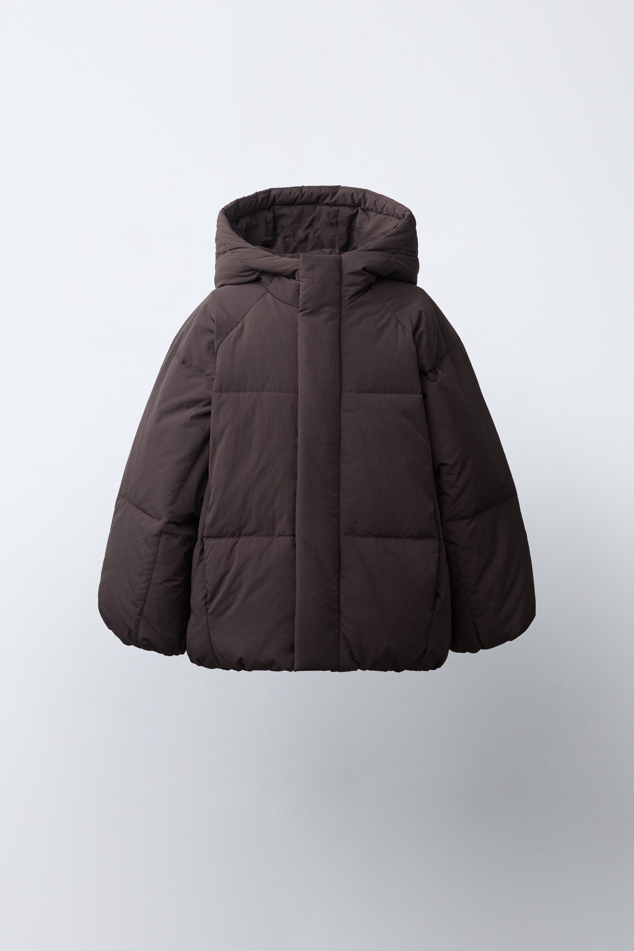 50% FEATHER AND 50% DOWN WATER-REPELLENT PUFFER JACKET — Brown