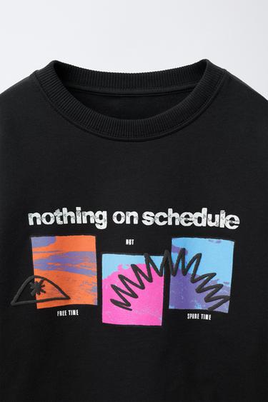 T-SHIRT WITH RAISED PRINT - Dark anthracite by Zara - Image 2