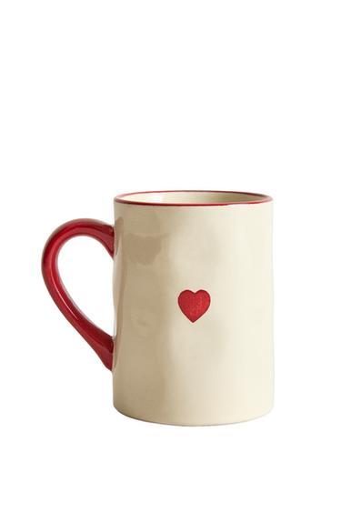 CHRISTMAS HEART CERAMIC MUG - Білий/червоний Zara