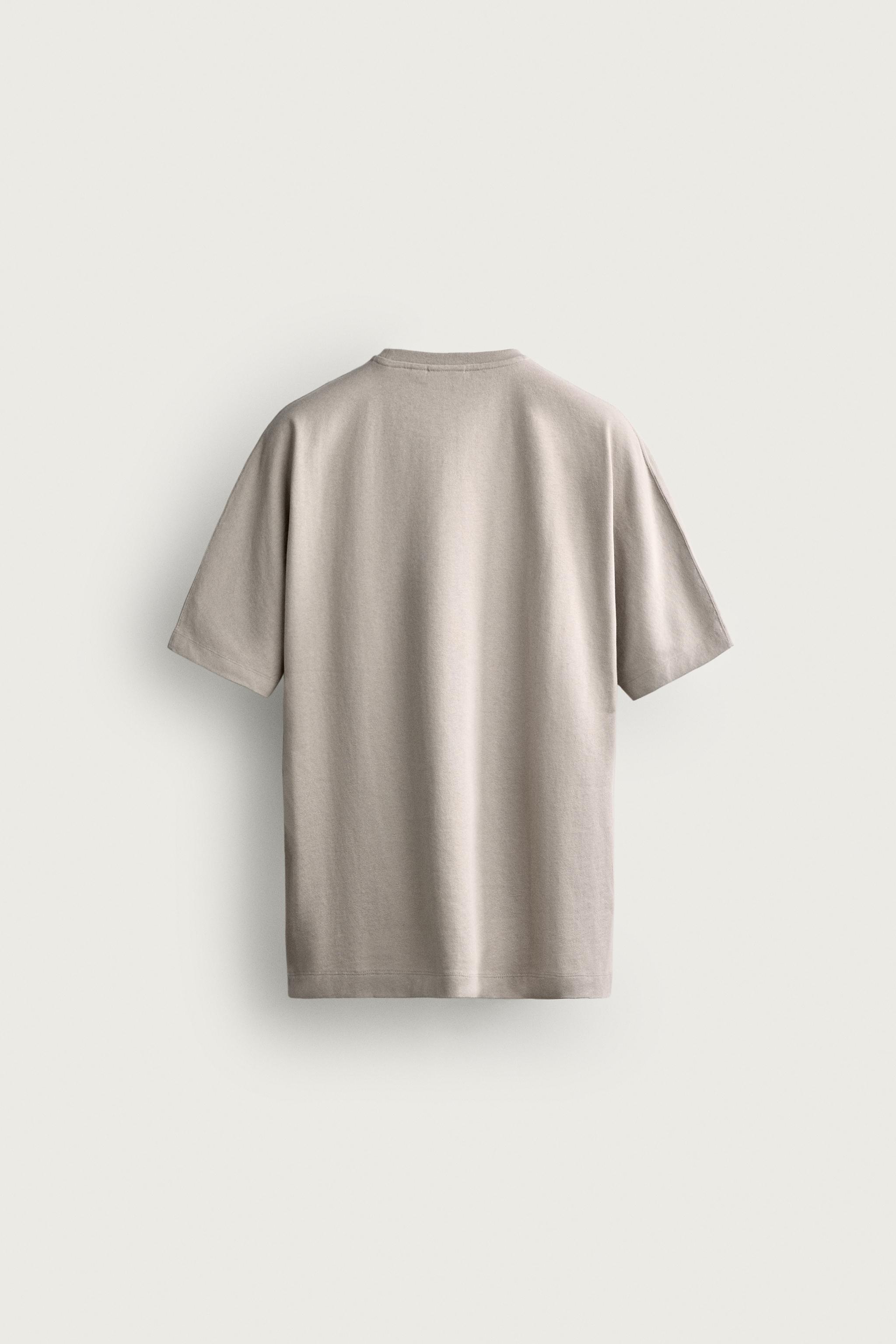 Мужские футболки Zara HEAVYWEIGHT BOXY FIT T-SHIRT — фото 8