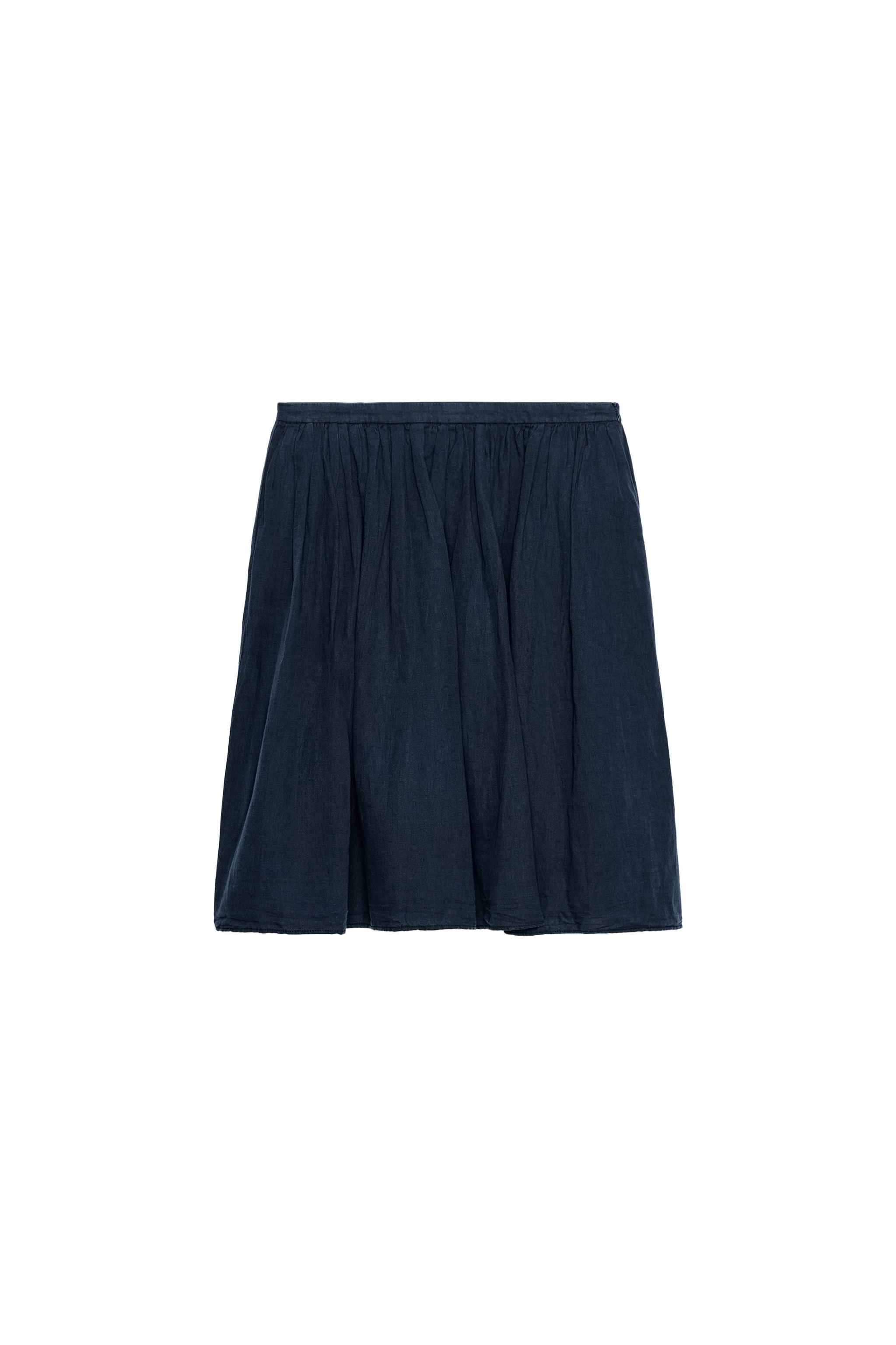 ZW COLLECTION LINEN BLEND MIDI SKIRT - Navy blue | ZARA United States