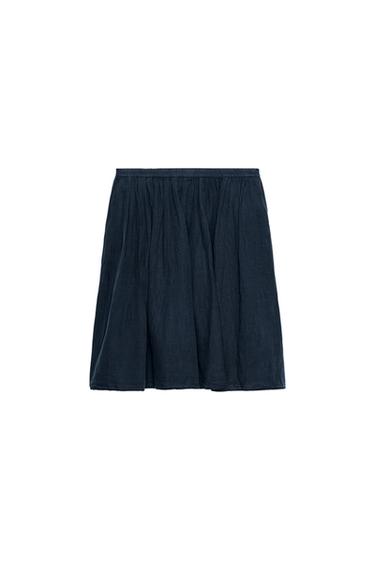 ZW COLLECTION LINEN BLEND MIDI SKIRT - Navy blue by Zara