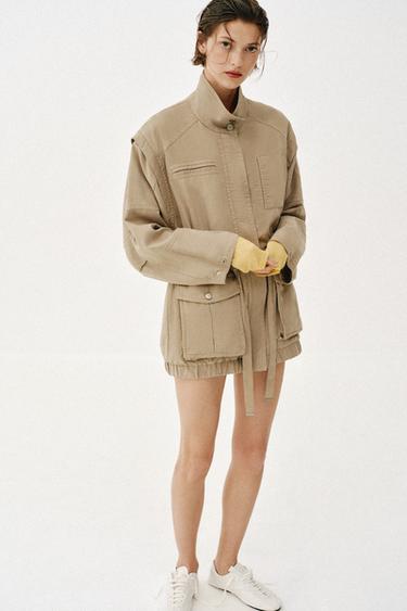 CAZADORA LARGA CUELLO SUBIDO - Marrón / Topo de Zara