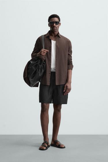 BERMUDA RELAXED FIT 100% LINO - Negro de Zara - Imagen 0