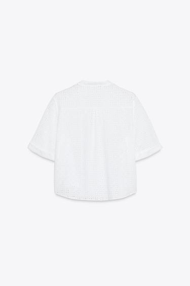 CHEMISE COURTE BRODERIES AJOURÉES - Blanc de Zara - Image 5