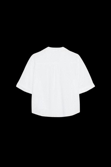 CAMISA CORTA BORDADOS PERFORADOS - Blanco de Zara