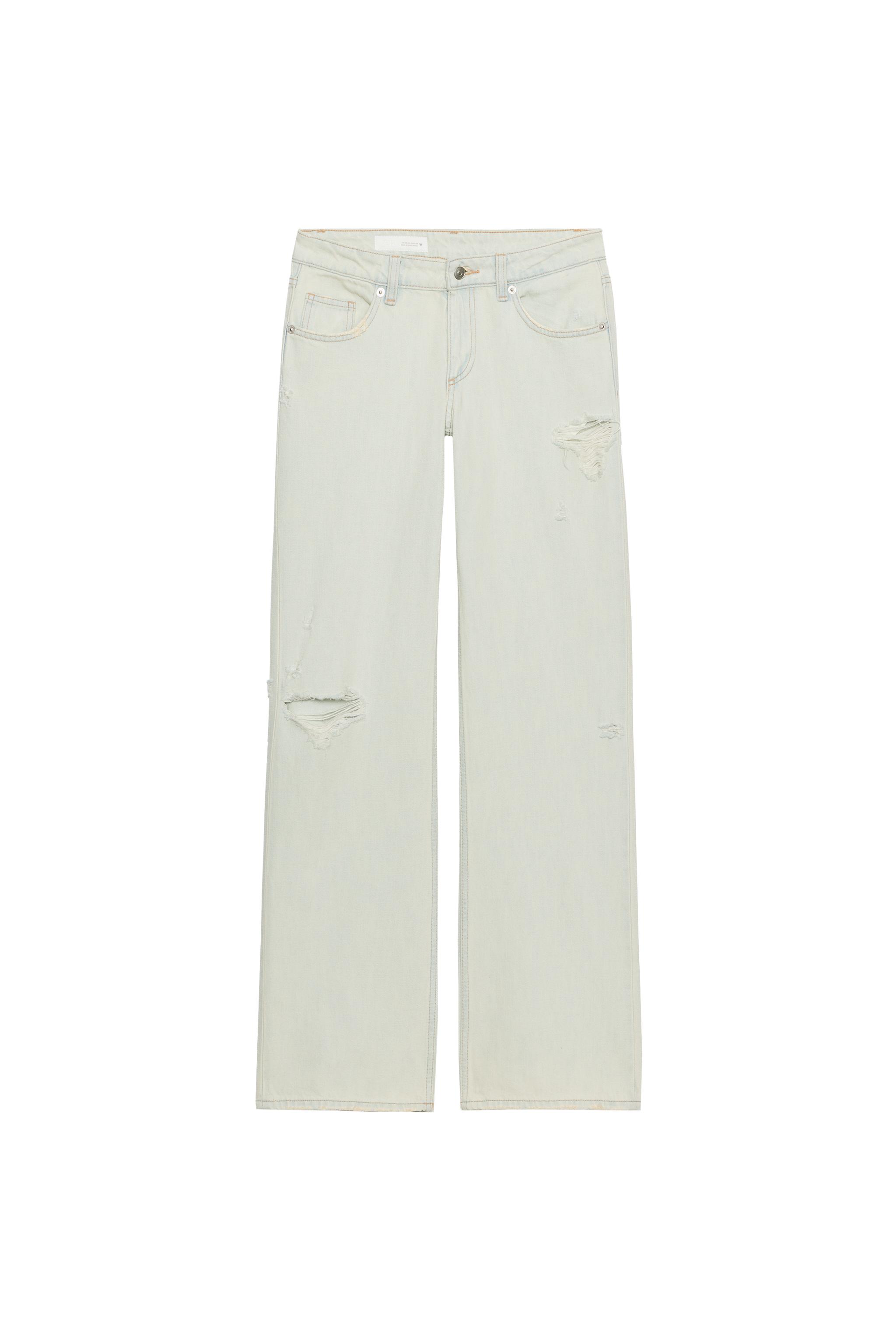 JEANS TRF WIDE LEG TIRO BAJO ROTOS