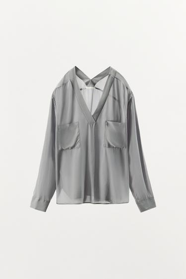 CAMISA PIJAMERA VISCOSA 100% BOLSILLOS - piedra de Zara