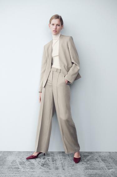 HIGH-WAIST STRAIGHT-LEG TROUSERS - Brown / Taupe by Zara - Image 0