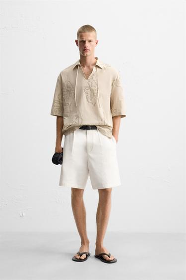 CAMISA BORDADO FOLHAS - Castanho / Toupeira da Zara - Imagem 0