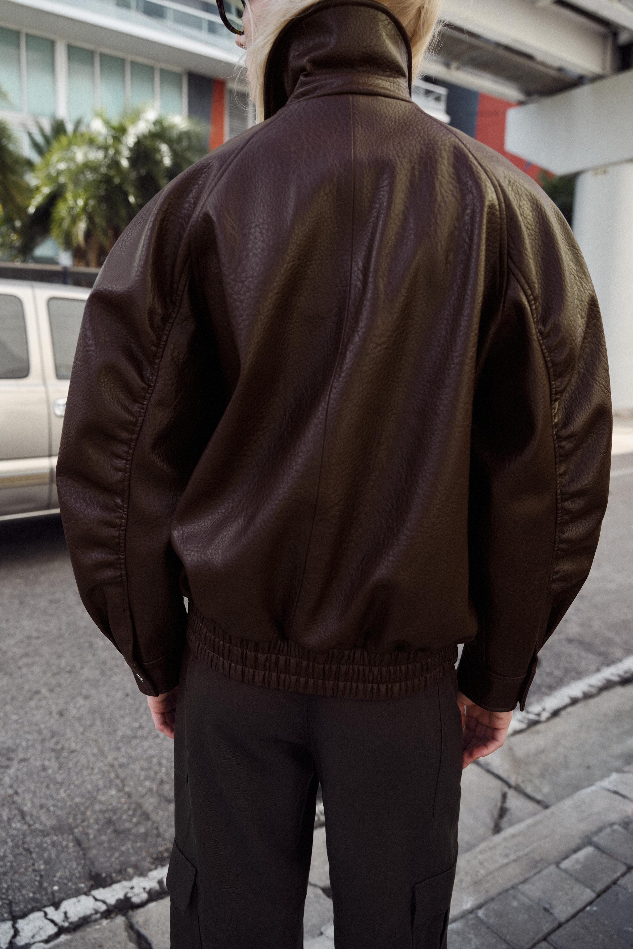 BLOUSON BOMBER EFFET MATIÈRE SYNTHÉTIQUE