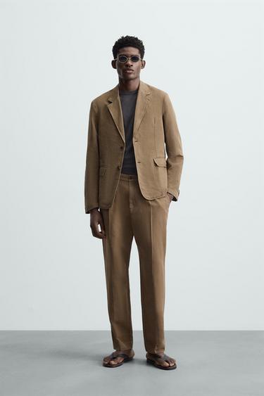 PANTALÓN LAVADO TRAJE - Khaki de Zara - Imagen 0