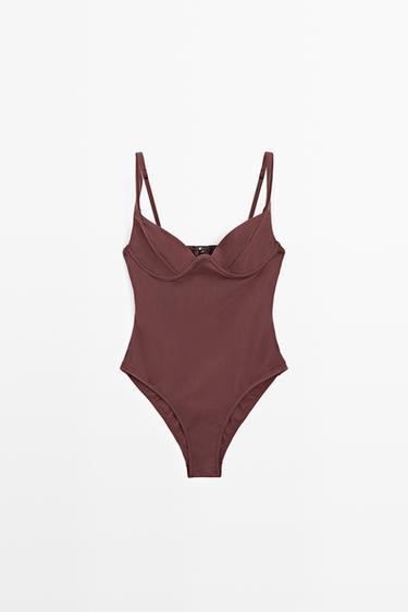 Zara Swimsuit with underwire and wide straps - Mink marl - Image 0
