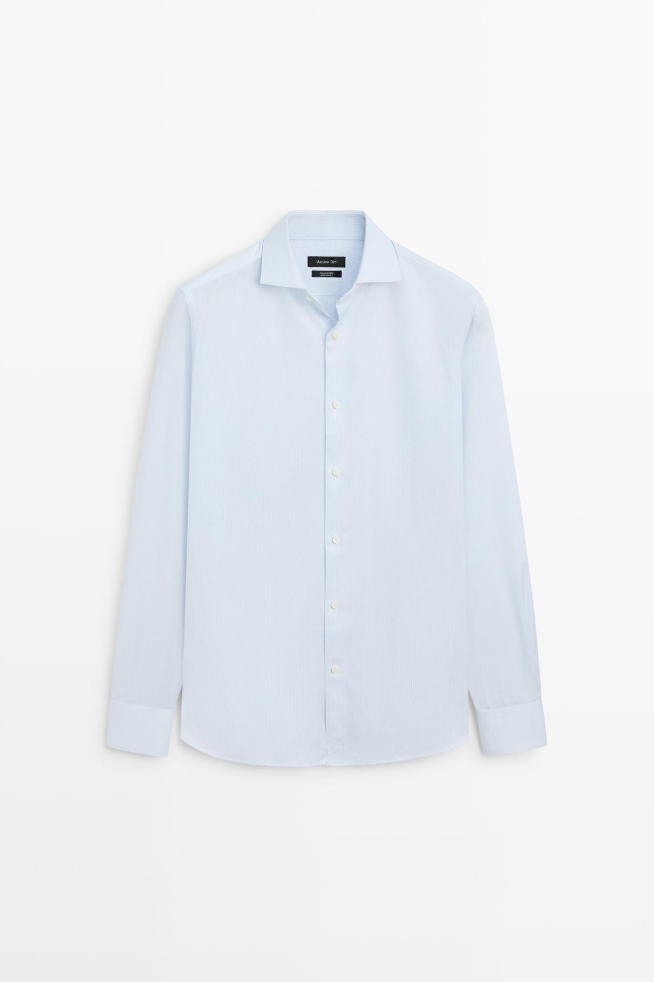 Slim fit striped 100% cotton shirt — striped
