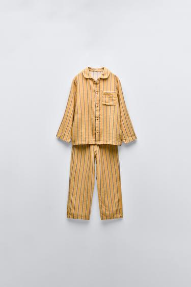 3-6 AÑOS/ PIJAMA CAMISERO RAYAS - Mostaza de Zara