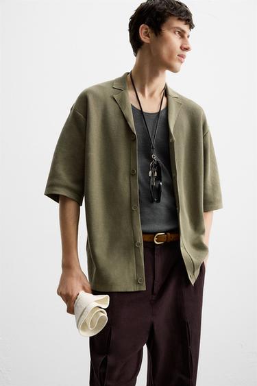 CHEMISE EN MAILLE STRUCTURÉE - Kaki de Zara - Image 4
