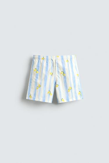 Zara LEMON PRINT SWIMSUIT - White