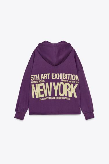 HOODIE WITH SLOGAN - Mauve by Zara - Image 5