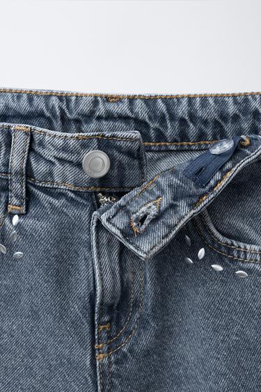 STUDDED WIDE-LEG JEANS - Blue marl by Zara - Image 2