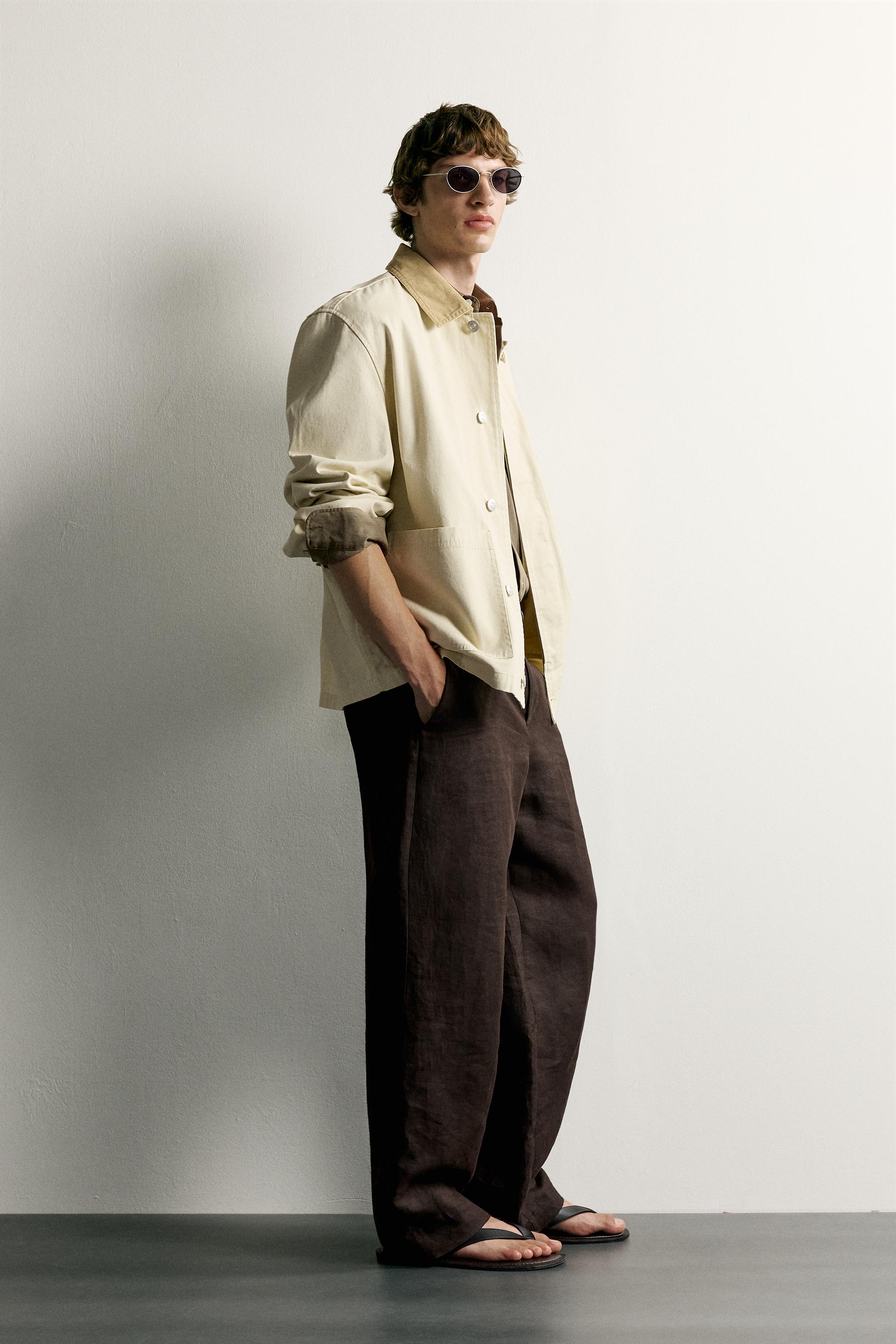 Zara KONTRAST YAKALI RELAXED FIT CEKET görsel 4