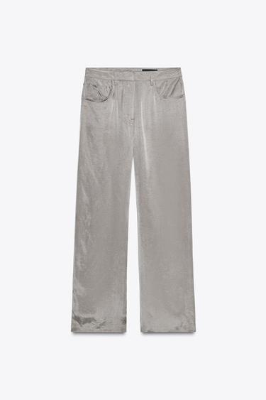 PANTALÓN FLUIDO SATINADO ZW COLLECTION - Gris claro de Zara
