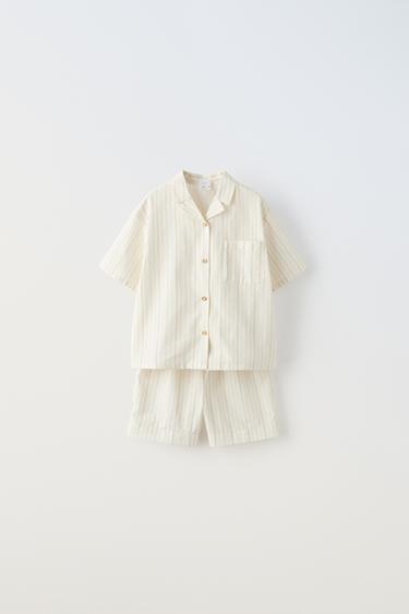 Zara 6-14 YEARS/ STRIPED MATCHING SET - taupe brown