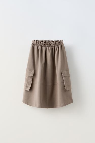 JUPE CARGO À POCHES EN MATIÈRES VARIÉES - Marron de Zara - Image 0
