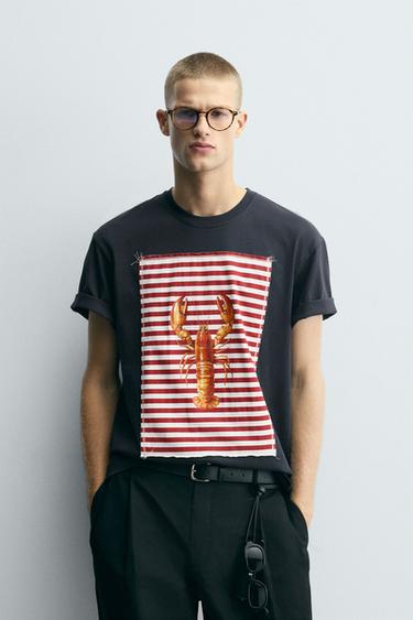 LOBSTER PATCH T-SHIRT - Navy blue by Zara