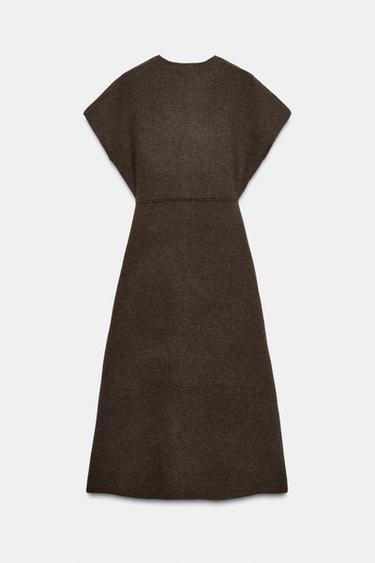 Zara KNIT MIDI DRESS - Brown