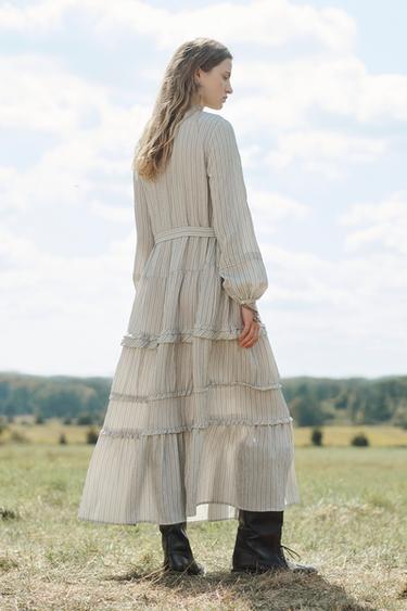 ROBE ROMANTIQUE AVEC CEINTURE LIMITED EDITION - rayures de Zara - Image 2