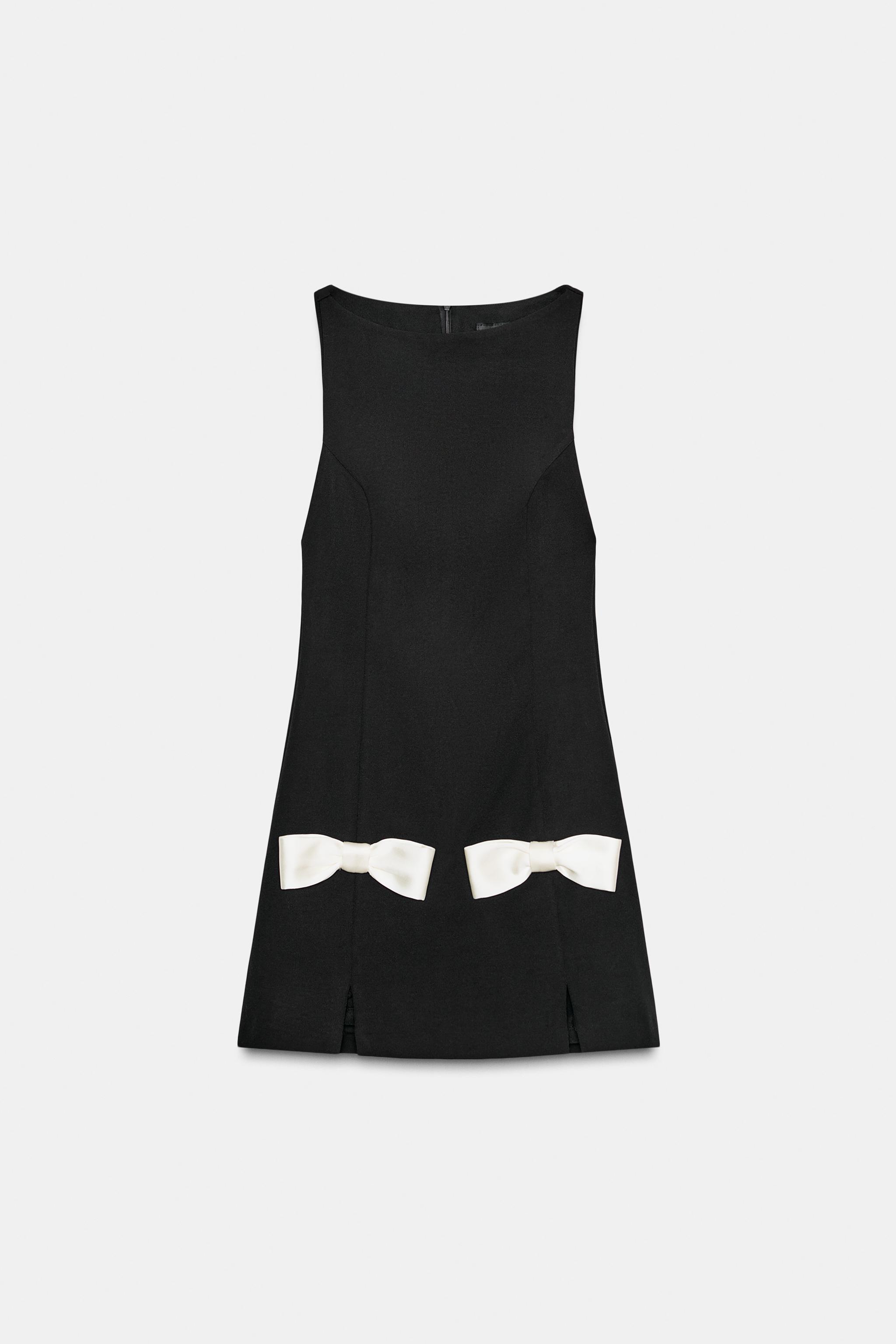 CONTRAST BOW MINI DRESS