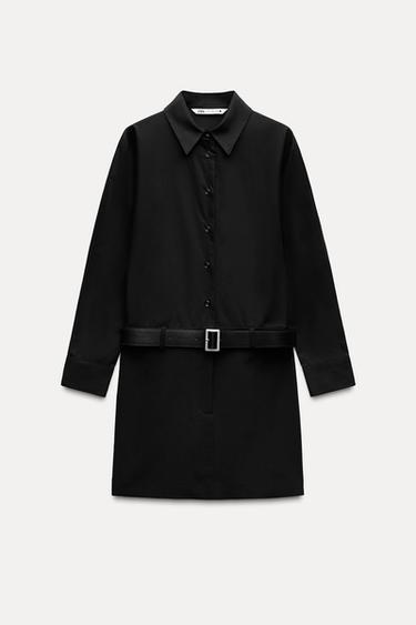 VESTIDO COMBINADO CINTURÓN ZW COLLECTION - Negro de Zara