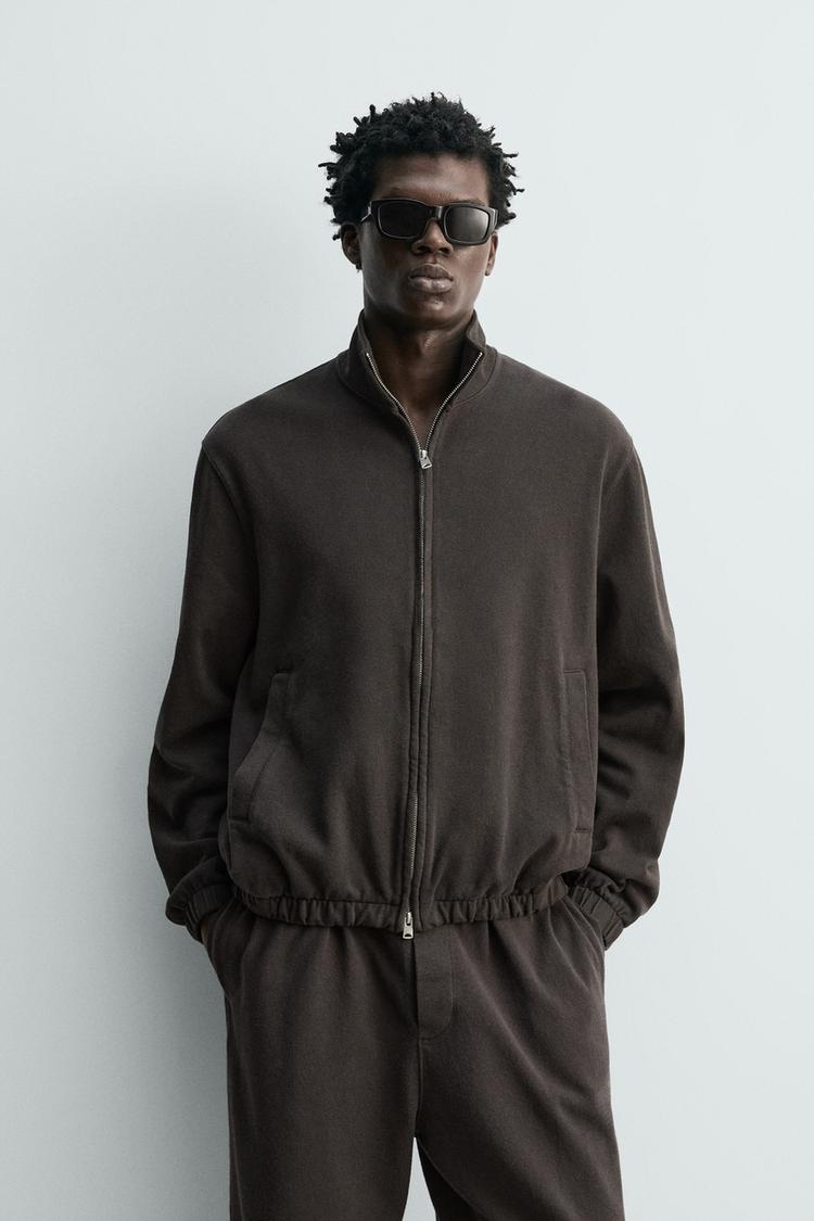 ZARA KNIT ZIP-UP SWEATSHIRT