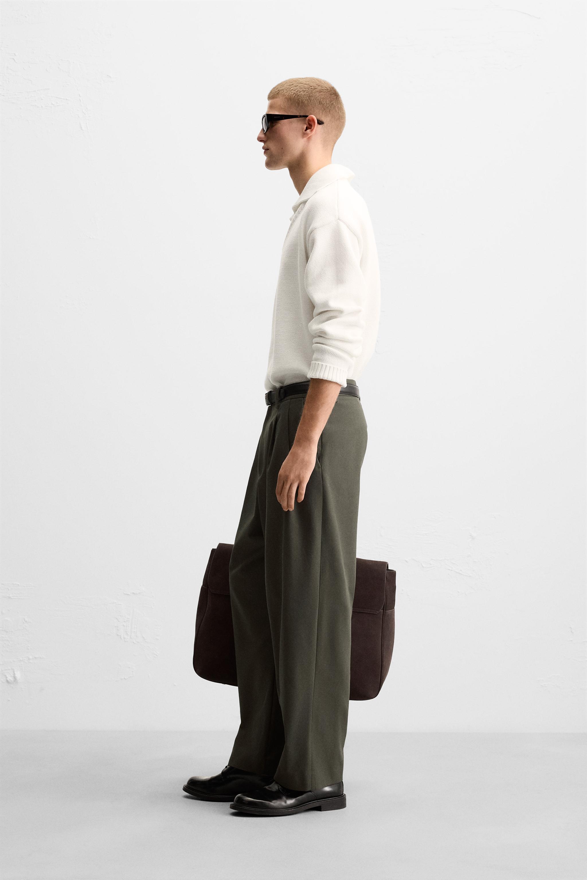リラックスフィットプリーツパンツ - カーキ | ZARA Japan / 日本