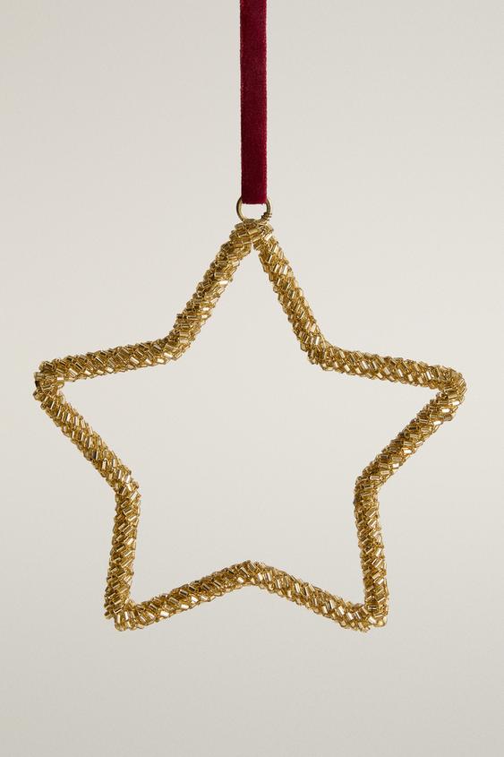 Zara STAR CHRISTMAS TREE DECORATION - Golden - Image 0