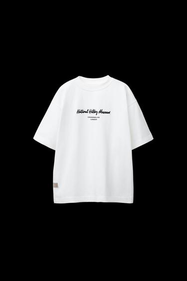 NATURAL HISTORY MUSEUM LONDON © EMBROIDERED TEXT T-SHIRT - Oyster-white by Zara - Image 0