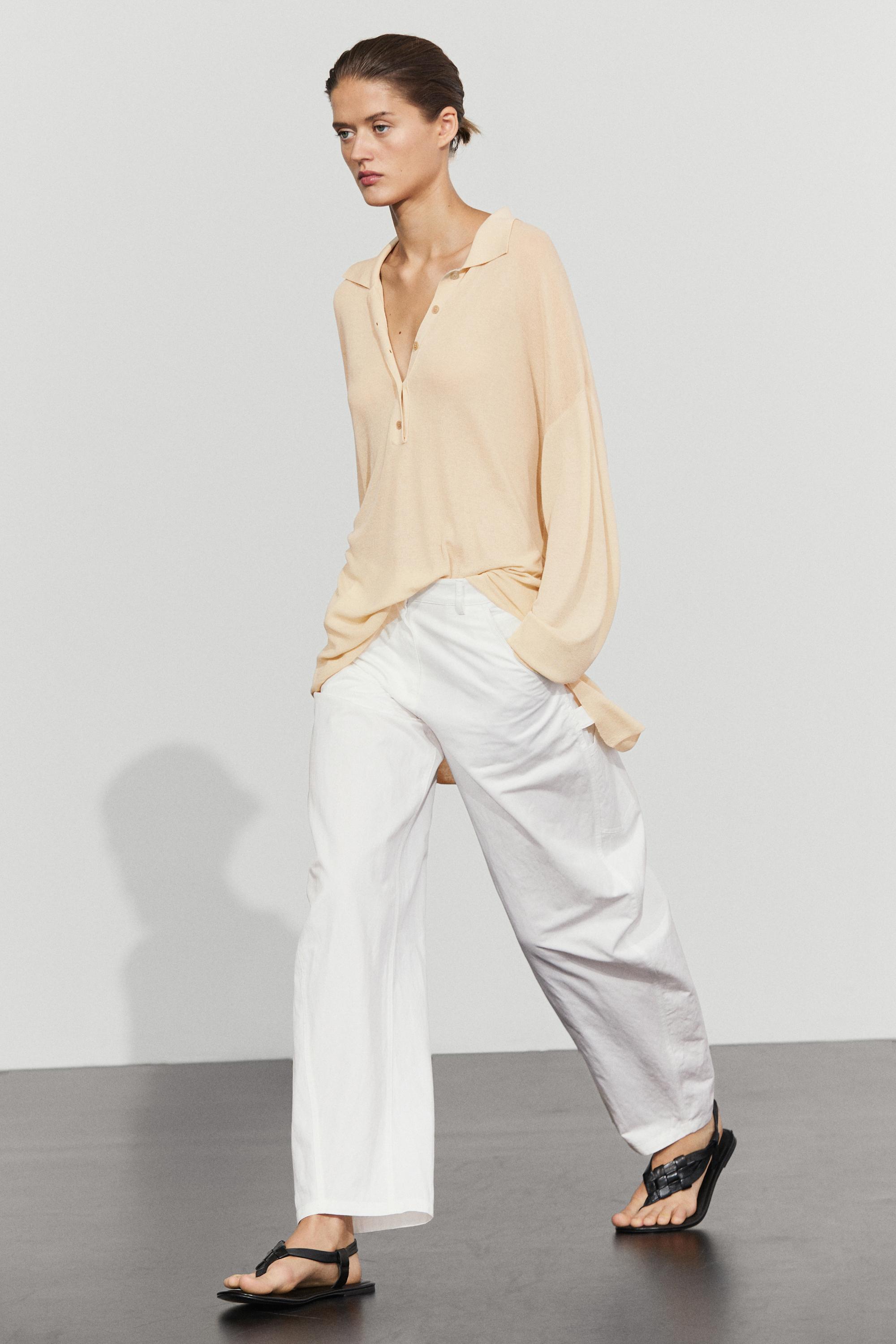Cotton and silk blend polo sweater