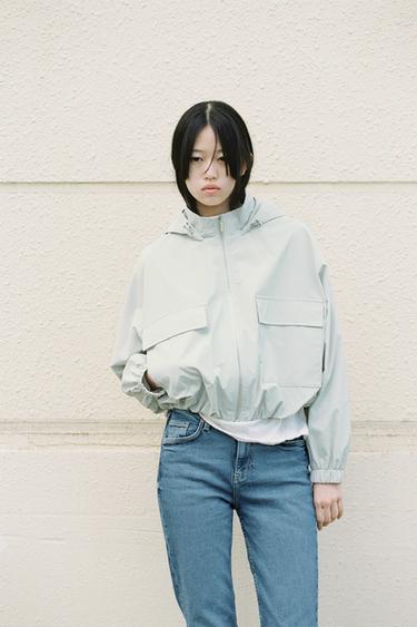 RUBBERISED HOODED JACKET - Pearl grey by Zara