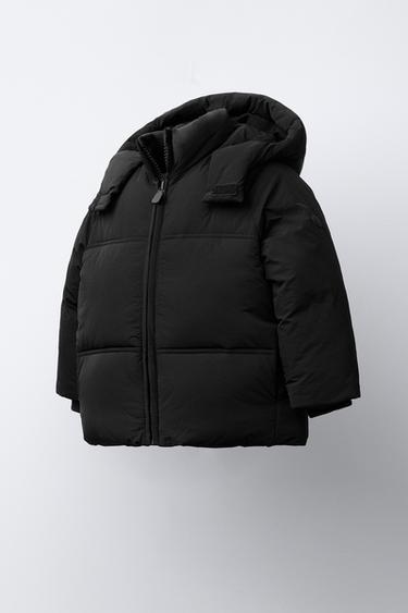 WATER-REPELLENT HOODED PADDED JACKET - Black by Zara - Image 1