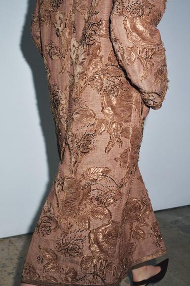 ZW COLLECTION LIMITED EDITION 刺繍入りロングコートライトピンクZaraのZW COLLECTION LIMITED EDITION 刺繍入りロングコート - ライトピンク 