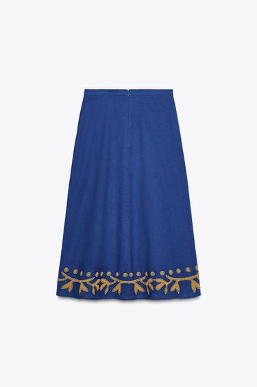 JUPE LONGUE BRODÉE ZW COLLECTION - Bleu de Zara - Image 5
