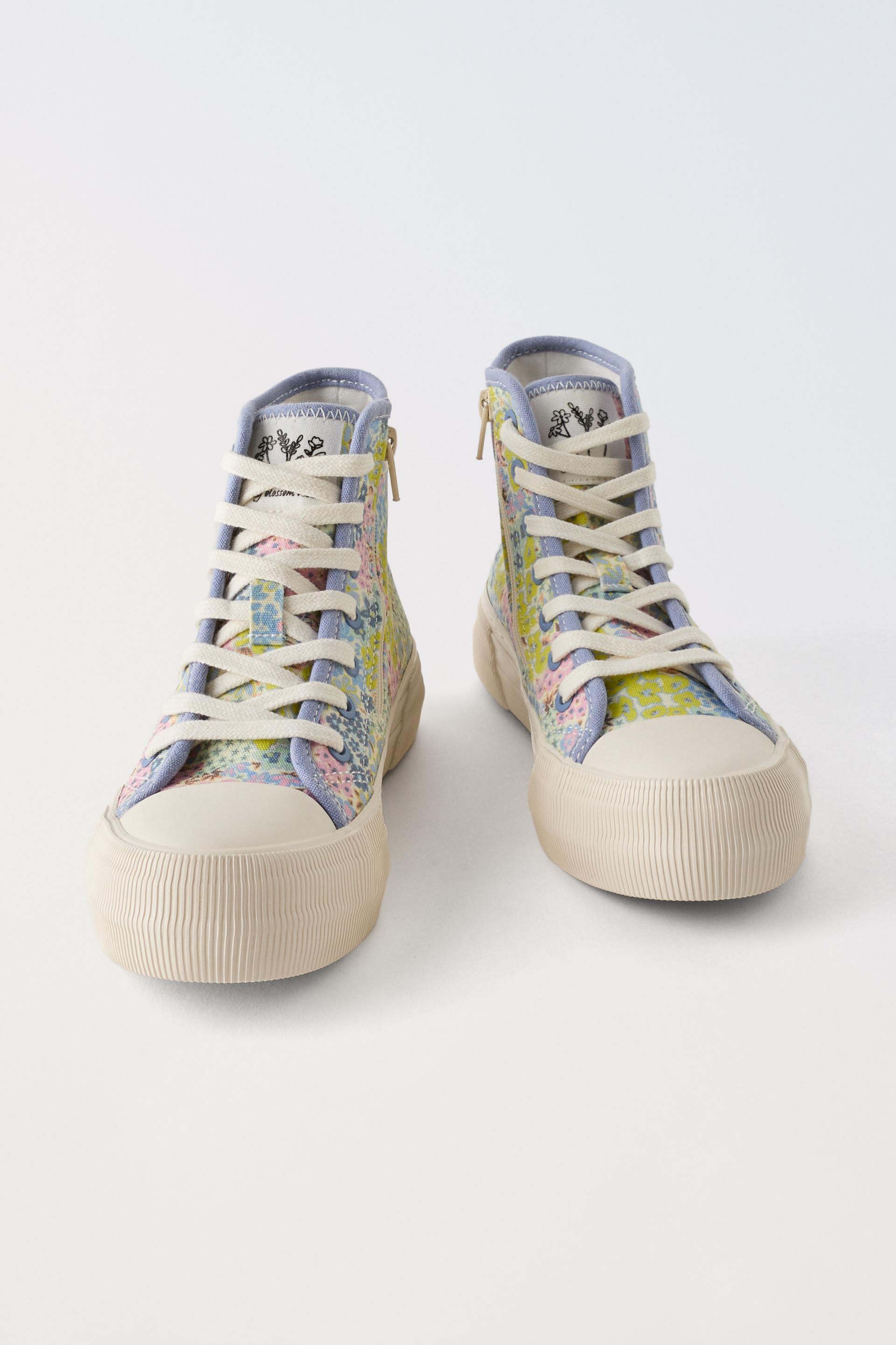 FLORAL PRINT HIGH-TOP SNEAKERS