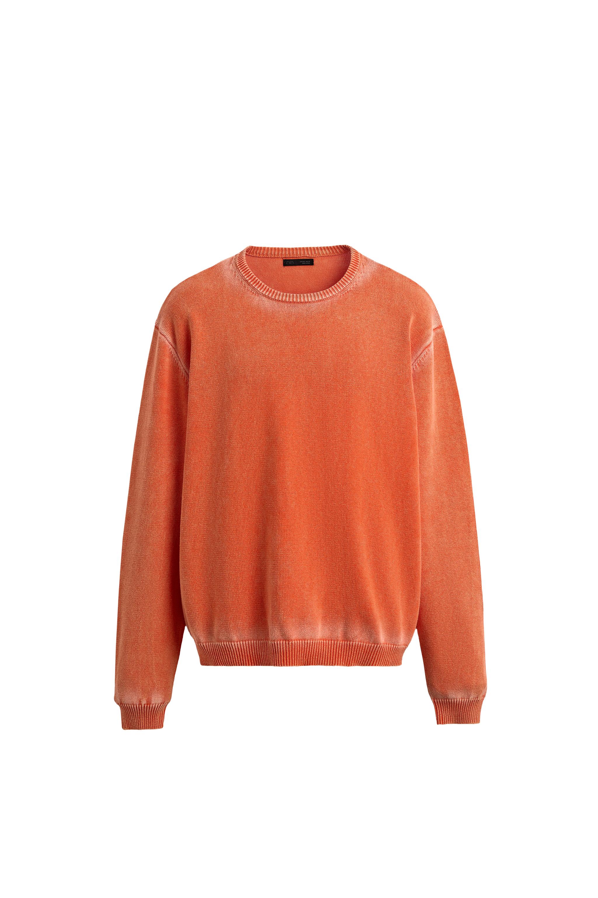 WASHED COTTON SWEATER - Orange | ZARA South Africa